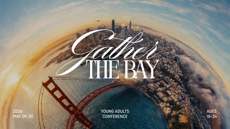 Official Gather the Bay banner with an image of the San Francisco Bay Area as background